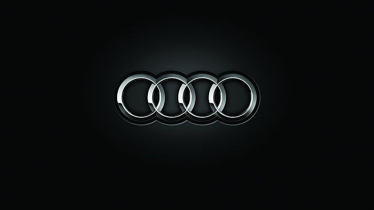 Audi logo, black background, studio shot, copy space, indoors, HD wallpaper
