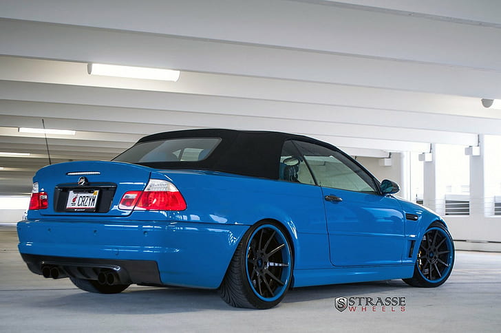 blue, bmw, convertible, e46, strasse, tuning, wheels, HD wallpaper