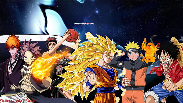 HD wallpaper: Anime, Crossover, Bleach, Dragon Ball Z, Fairy Tail, Ichigo  Kurosaki | Wallpaper Flare