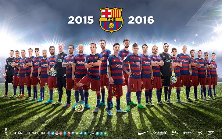 2015-2016 FC Barcelona Football Club HD Wallpaper, FC Barcelona team photo, HD wallpaper