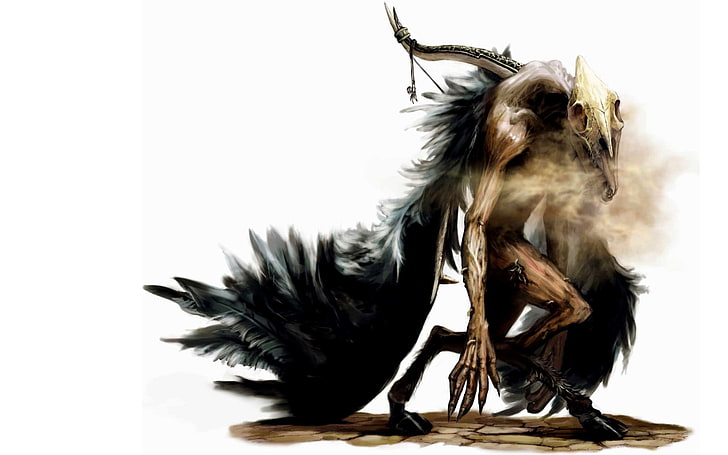 vulture monster illustration, death, demon, fantasy art, creature