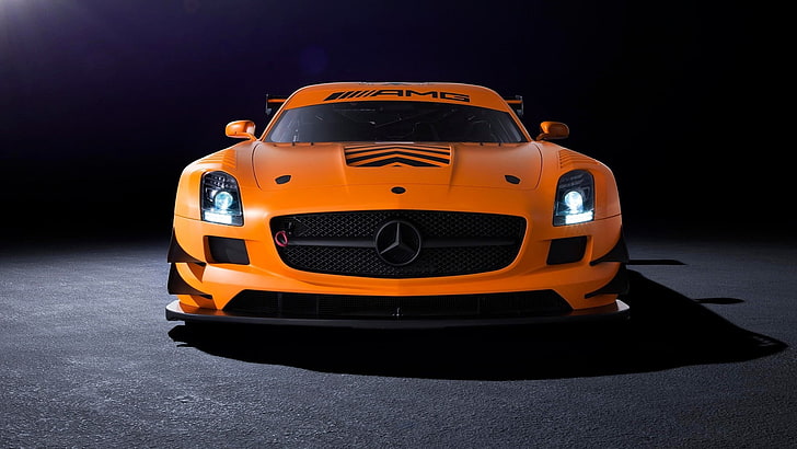 orange Mercedes-Benz car, mode of transportation, motor vehicle
