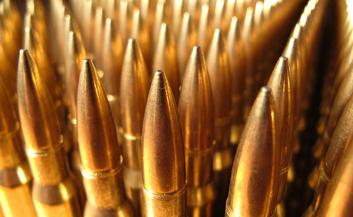 Ammo, brass bullet lot, Army, violence, ammunition, weapon, metal, HD wallpaper