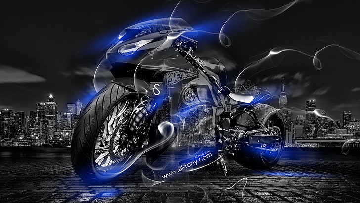 HD wallpaper: black sport bike wallpaper, Night, Blue, The city, Smoke,  Neon | Wallpaper Flare