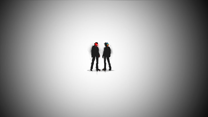 two person illustration, Daft Punk, digital art, simple, minimalism, HD wallpaper
