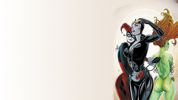 Catwoman, comics, Harley Quinn, Poison Ivy, HD wallpaper