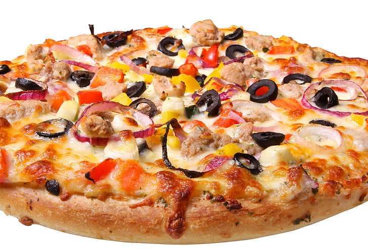 pepperoni pizza, white, cheese, food, tomato, baked, dinner, mozzarella, HD wallpaper