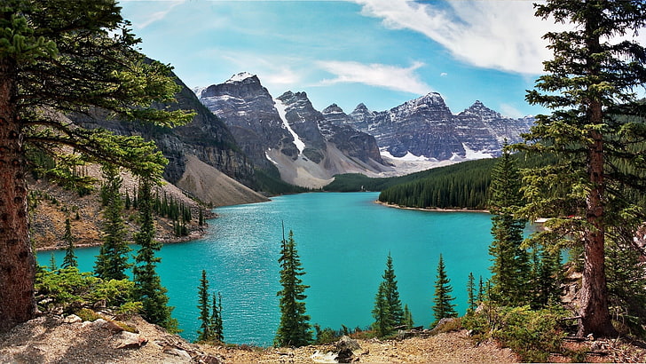 Canada, lake, mountains, water, beauty in nature, scenics - nature, HD wallpaper