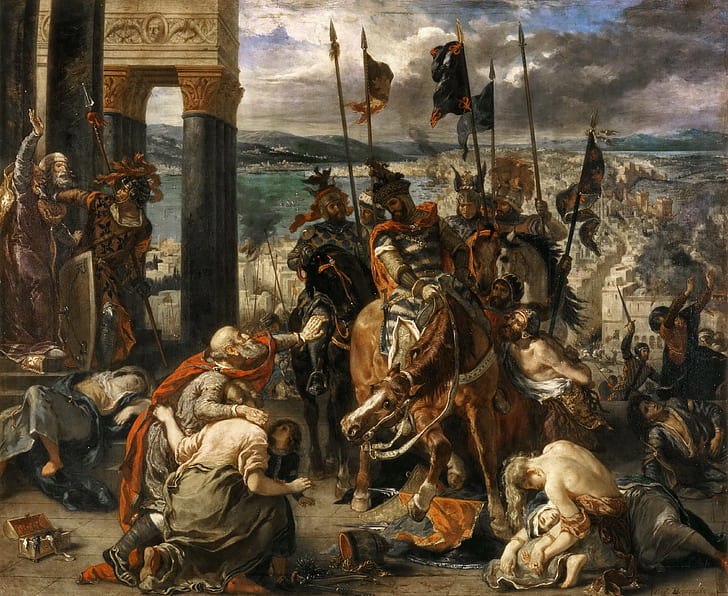 art, By, Capture, Constantinople, Crusaders, Delacroix, Eugene, HD wallpaper