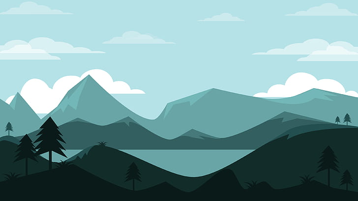 Mountains Landscape Minimal 4K, HD wallpaper