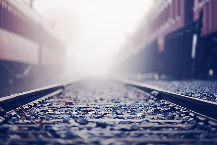 gray train rail, close-up photography of train track during daytime, HD wallpaper