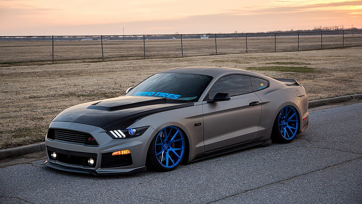 Hd Wallpaper Muscle Cars Sky Stance Air Ride Ford Ford Mustang Nature Wallpaper Flare