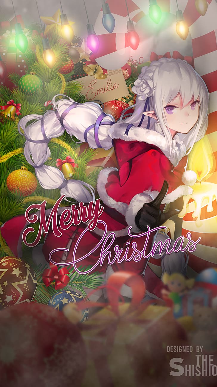 HD wallpaper: anime, navidad, Christmas, Emilia, Emilia (Re: Zero), red,  white | Wallpaper Flare