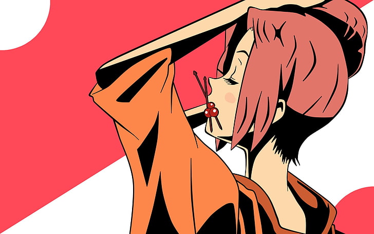red haired female anime character, Fuu, Samurai Champloo, one person