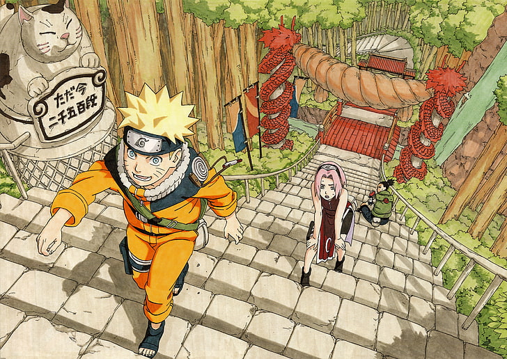 Naruto and Sakura, Naruto Shippuuden, Masashi Kishimoto, Uzumaki Naruto, HD wallpaper