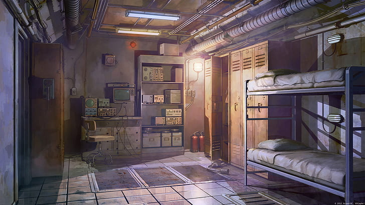 HD wallpaper: anime room, beds, old tech, lights | Wallpaper Flare