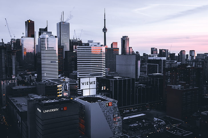 black high-rise building, cityscape, Canada, Toronto, depth of field, HD wallpaper