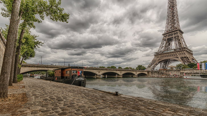 Paris, tower, city, Eiffel Tower, bridge