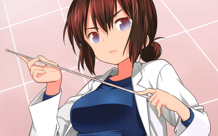 HD wallpaper: brown haired female anime character, girl, pointer, coat,  doctor | Wallpaper Flare