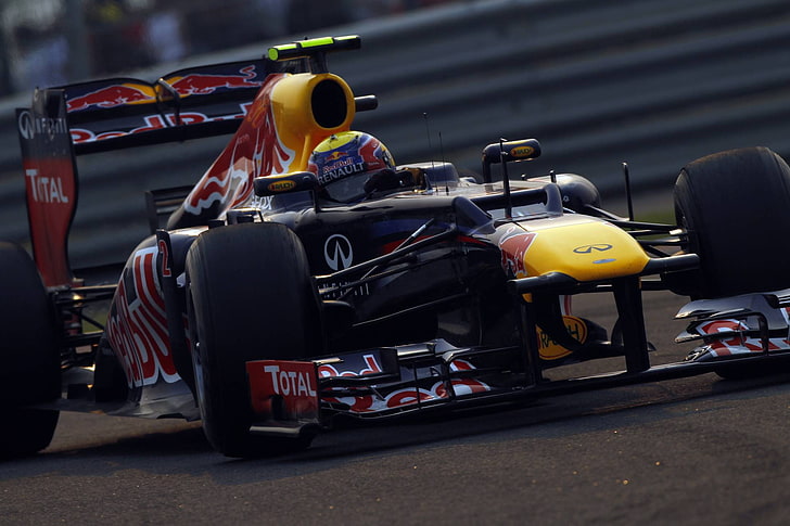 Red Bull RB8, 2012 infiniti f1 india, car, day, yellow, no people, HD wallpaper