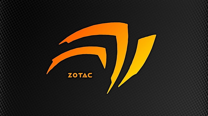 Zotac logo, CPU, computer, communication, text, black color, yellow