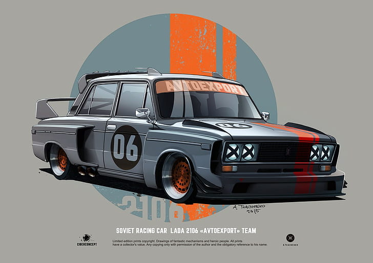 artwork, car, LADA 2106, Russian Cars, Tuning, HD wallpaper