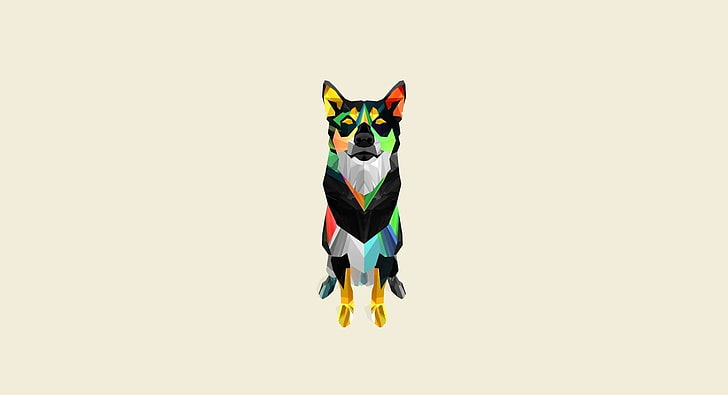 Pixel Lobo, multicolored dog painting, Aero, Vector Art, Wolf