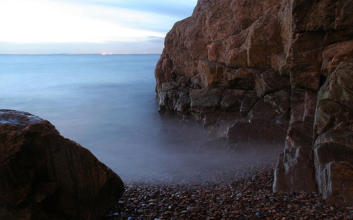 photography, water, sea, coast, rock formation, rock - object, HD wallpaper