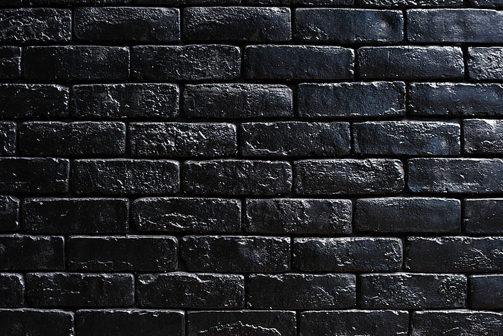 black wall bricks, paint, backgrounds, pattern, wall - Building Feature, HD wallpaper
