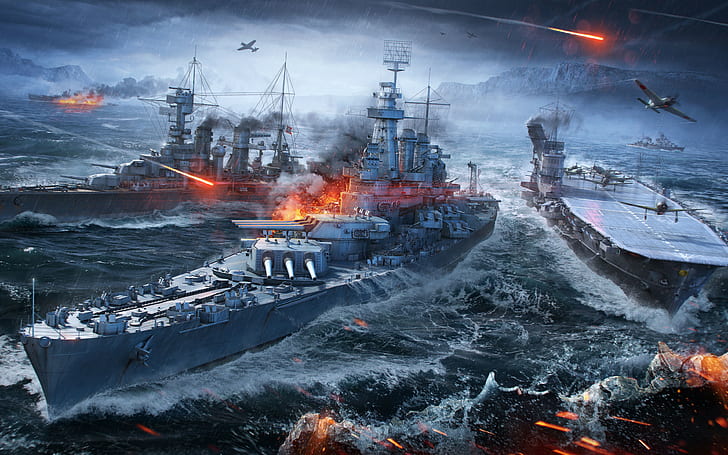 world of warships, wargaming net backgrounds, sea, Download 3840x2400 world of warships, HD wallpaper