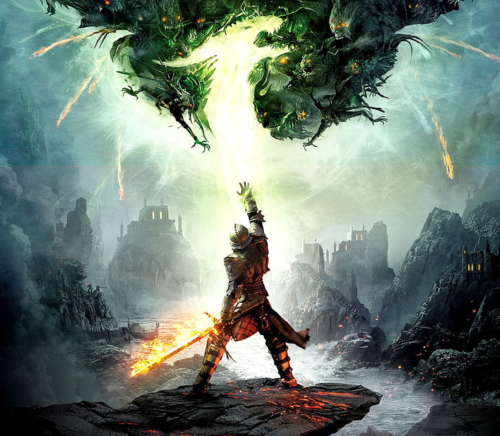 man holding sword illustration, Dragon Age, Bioware, video games, HD wallpaper