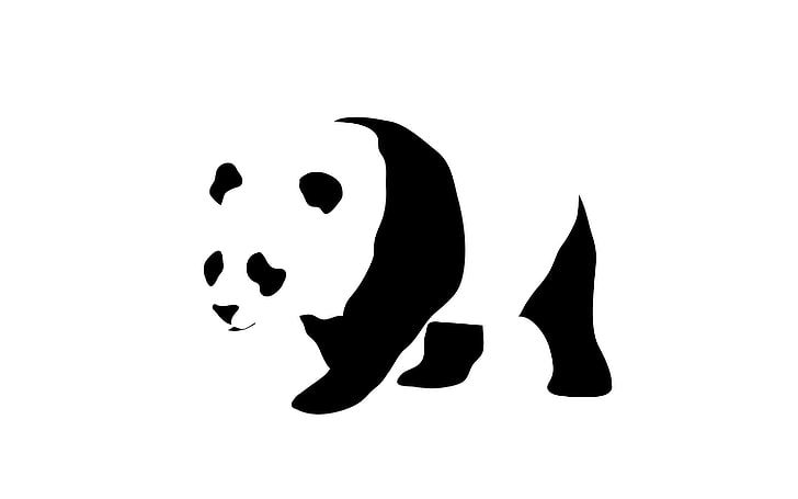 Panda logo, minimalism, animals, studio shot, white background