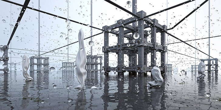 digital art, paint in water, built structure, architecture