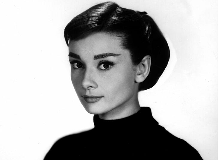 girl, photo, actress, black and white, celebrity, Audrey Hepburn