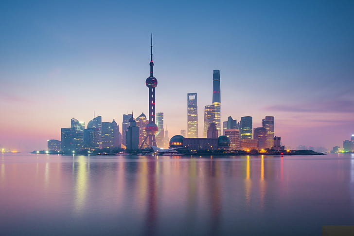 Oriental Pearl, Shanghai, city, cityscape, water, architecture, HD wallpaper