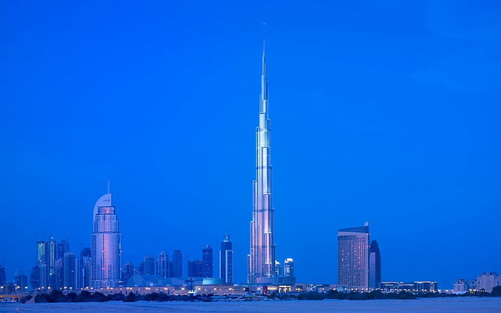 Burj Khalifa, Architecture, High Building, City, View, Trees, Photography, Blue