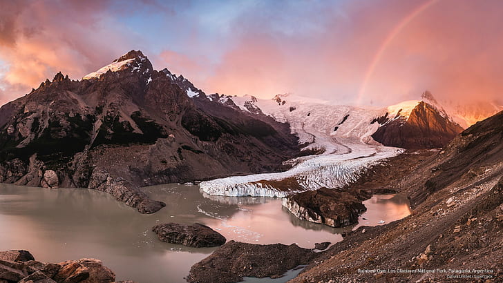 Rainbow Over Los Glaciares National Park, Patagonia, Argentina, HD wallpaper