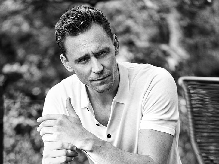 Actors, Tom Hiddleston, Black and White, English, HD wallpaper