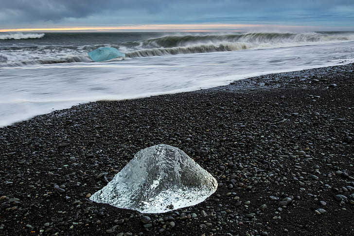 body of water near black sand, Blue Ice, Ice ● Ice, Canon  #6D