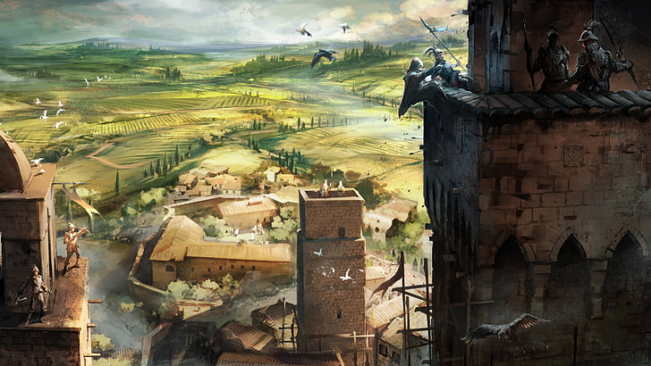 paintings video games landscapes assassins creed fantasy art drawings Abstract Fantasy HD Art, HD wallpaper