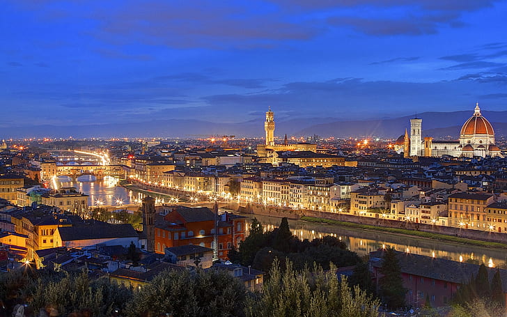 Italy, Tuscany, Florence, night, house, evening, dusk, lights, HD wallpaper