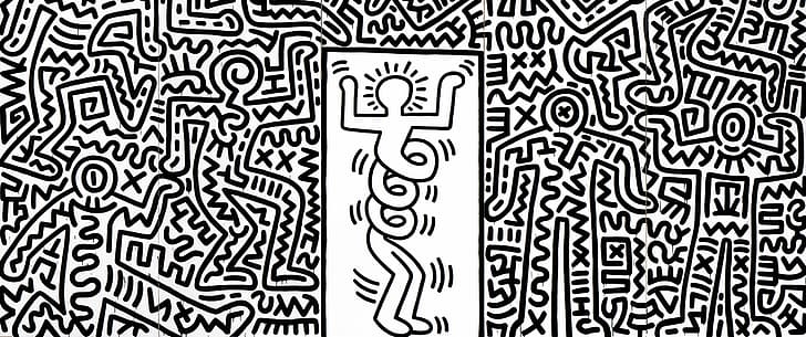 Keith Haring, acrylic, pop art, cotton, fabric, drawing
