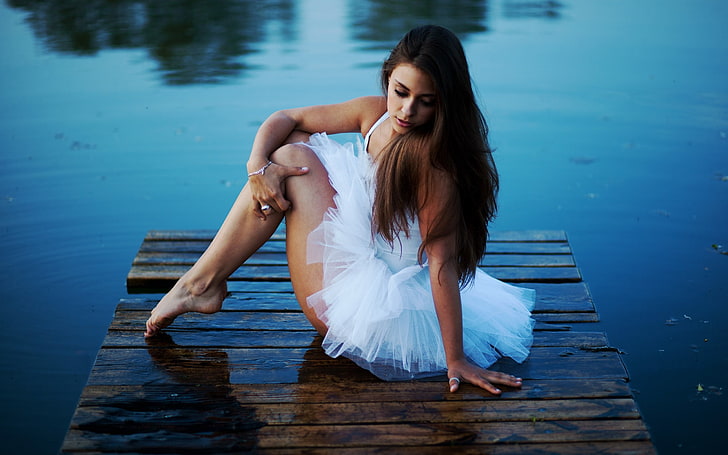 women, model, river, ballerina, young adult, one person, beauty, HD wallpaper