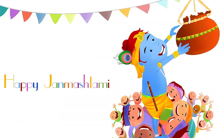 Happy Janmashtami Wishes, Happy Janmashlami illustration, Festivals / Holidays