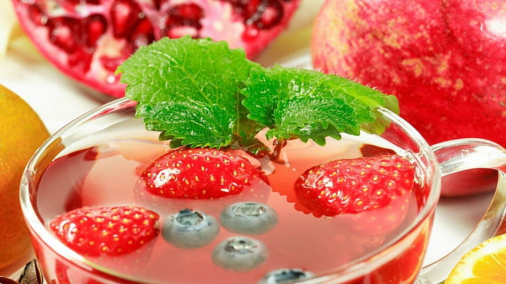 Fresh Drink, food, strawberry, fruits, HD wallpaper