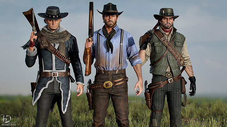 Red Dead Revolver, 4K, Red Dead Redemption, Red Dead Redemption 2, HD wallpaper