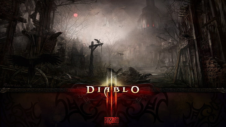 Diablo III, text, communication, western script, red, no people, HD wallpaper