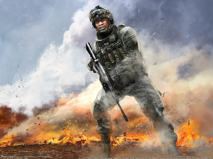 soldiers video games fire weapons concept art call of duty modern warfare 2 Architecture Modern HD Art, HD wallpaper