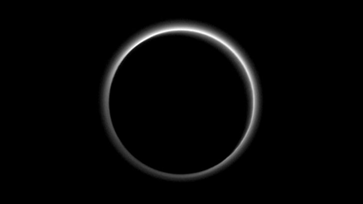 round black logo, Pluto, backlighting, Nightside, Solar System, HD wallpaper