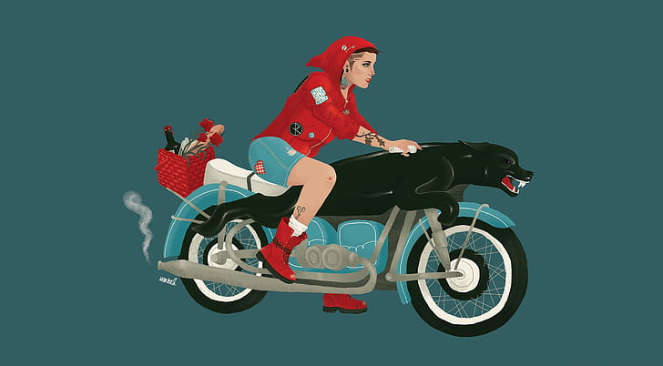 Cool Red Riding Hood, Aero, Vector Art, Illustration, Girl, Modern